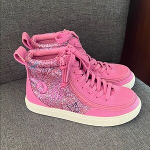 Women's Pink Glitter High-Top Sneakers